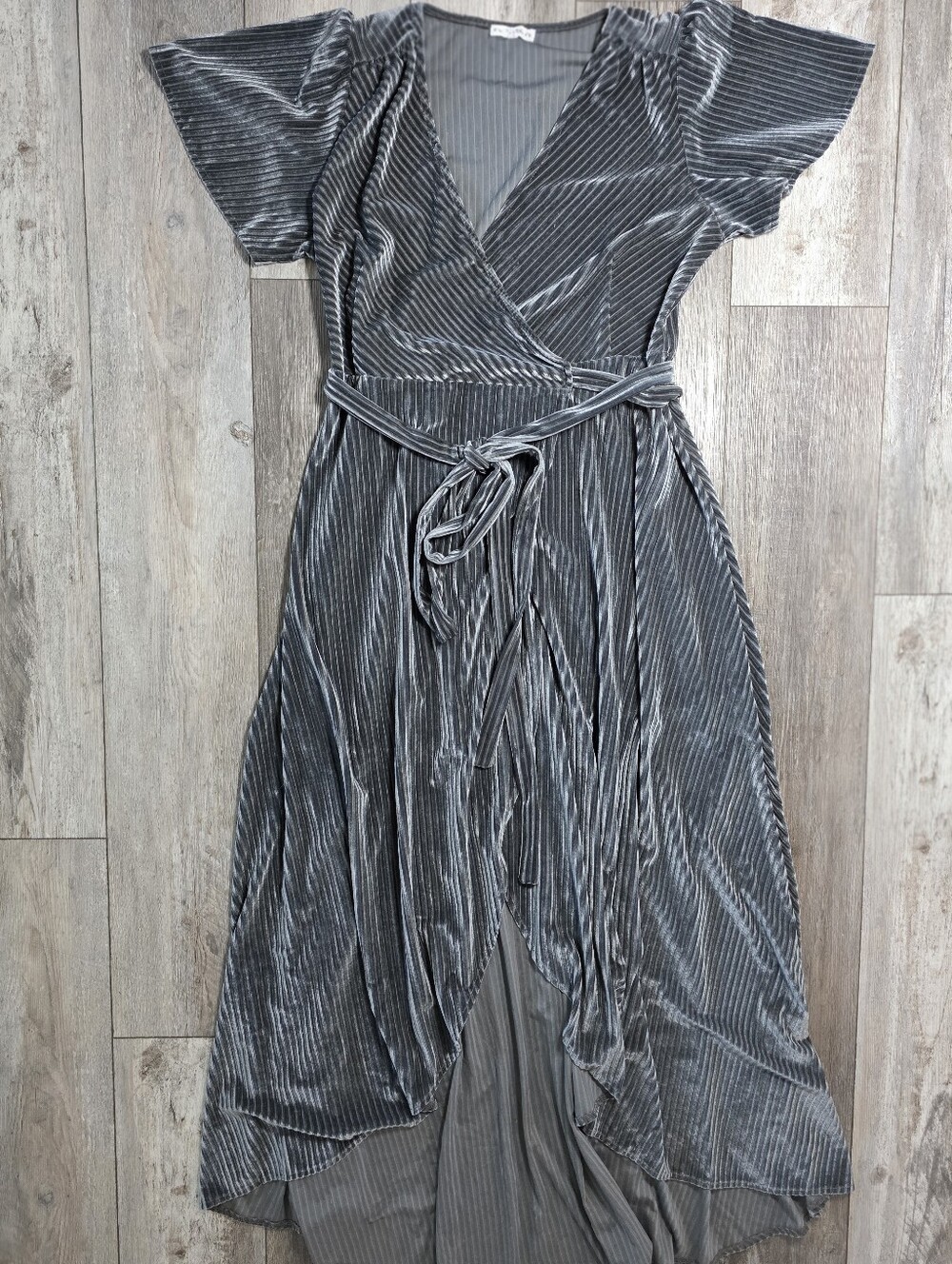 Baltic Born Andi Ribbed Velvet Wrap Tulip, High-low Hemline Maxi Dress Sz Lg